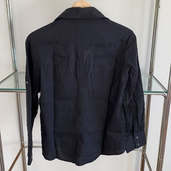 Theory linen black button down sz small - Picture 3 of 3